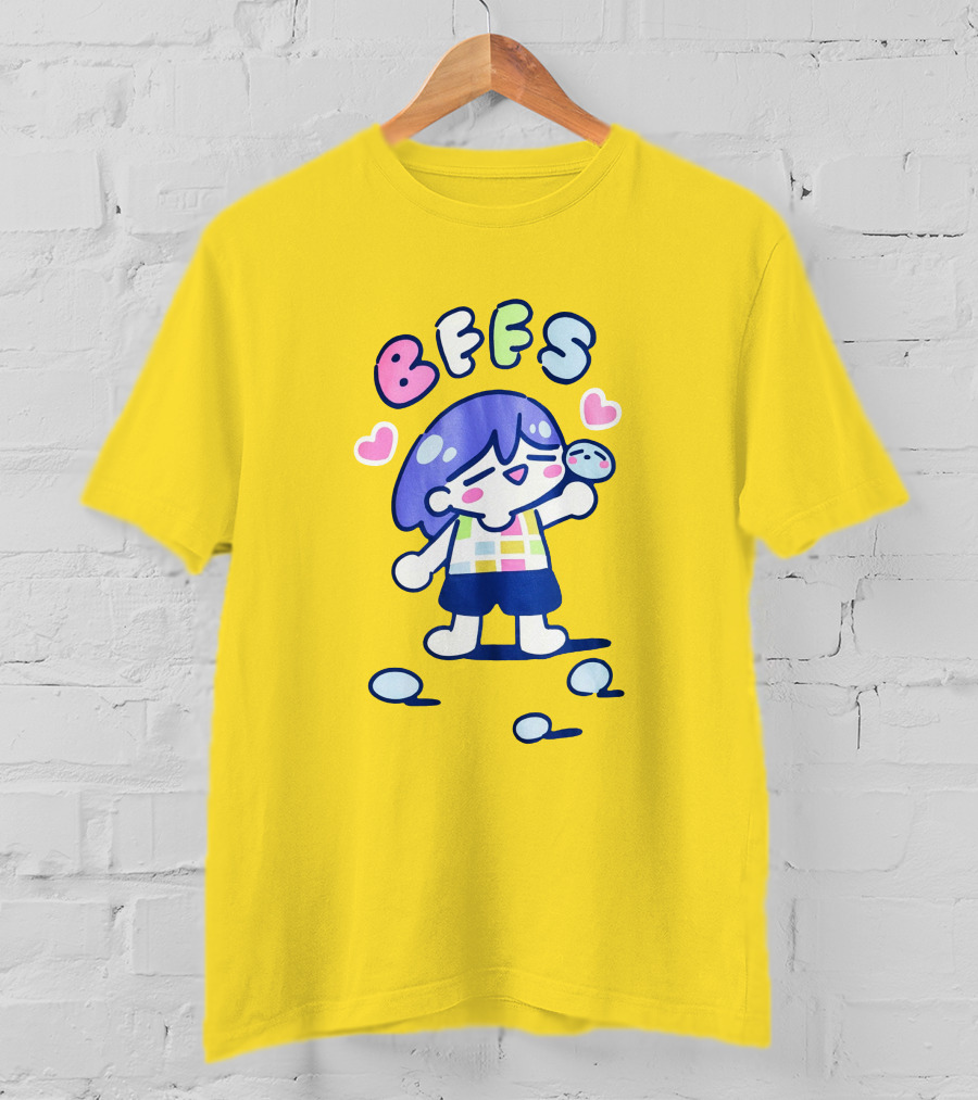 Omocat Omori Kel BFFS Purple Hair Colorful Hearts T-Shirt