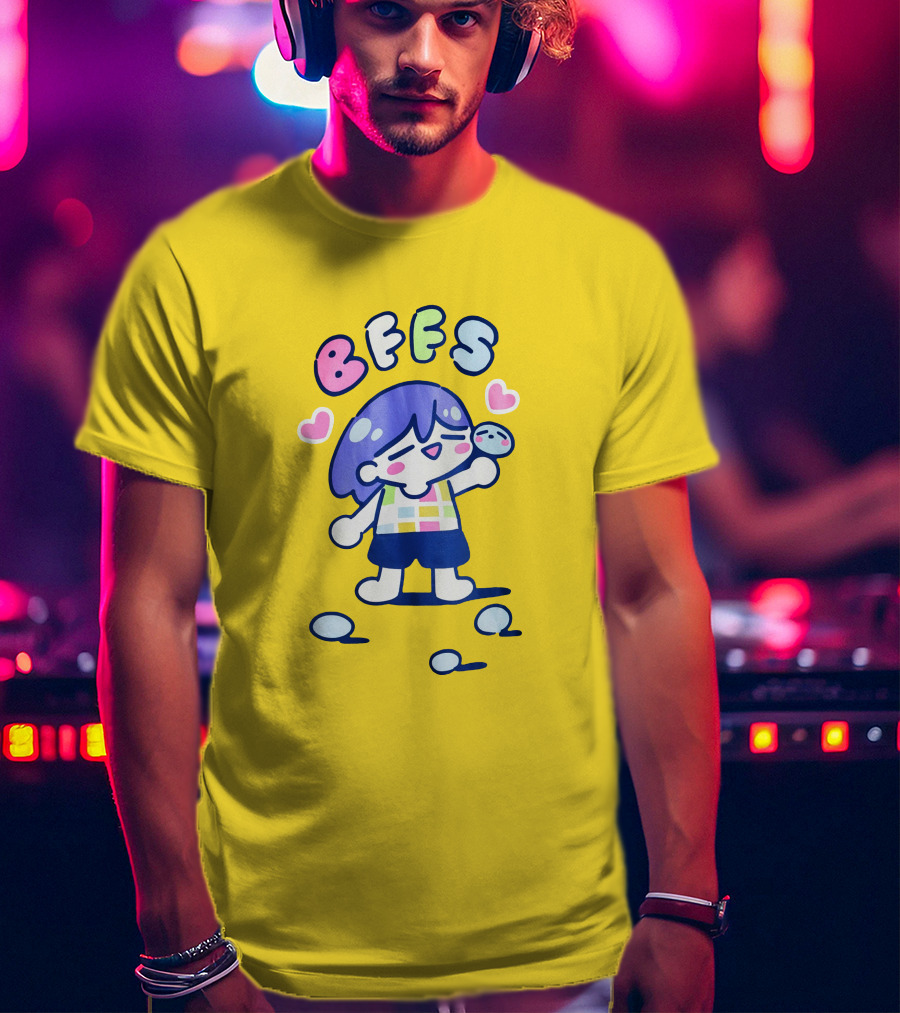 Omocat Omori Kel BFFS Purple Hair Colorful Hearts T-Shirt