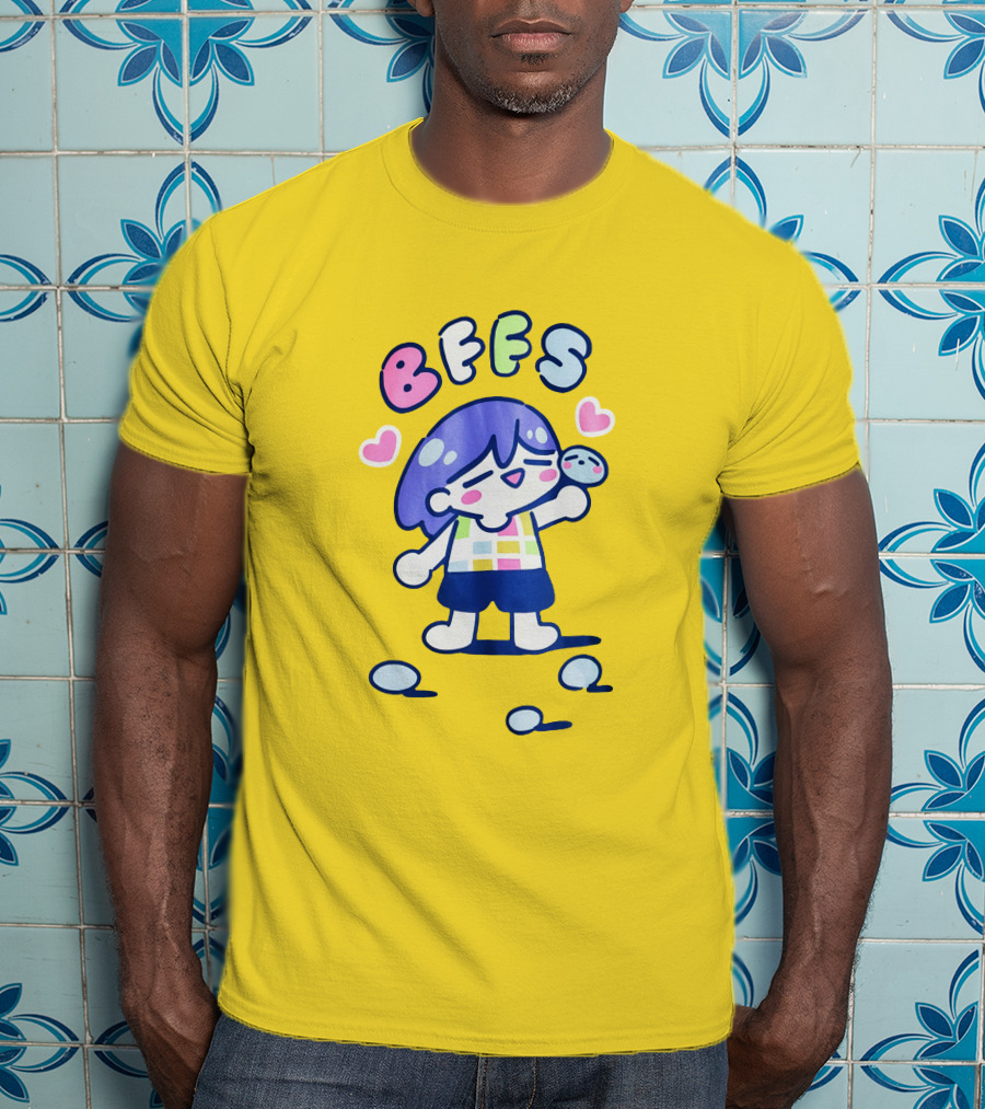Omocat Omori Kel BFFS Purple Hair Colorful Hearts T-Shirt