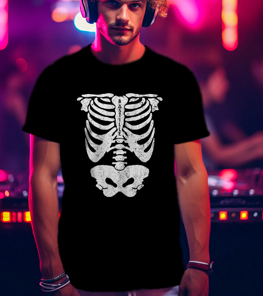 Bastille Flaws Rewind Skeleton Merch T-Shirt