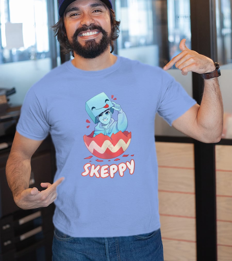 Skeppy Easter Merch Skeppy Egg Character In Red Cracked Shell T-Shirt
