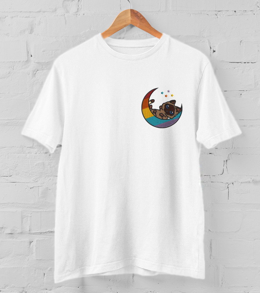 Notantfrost X Dream Merch Perfectly Impurrfect Rainbow Crescent Cat With Stars T-Shirt