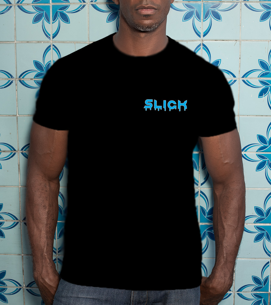 Heel SlickStevie Blue Drip Text T-Shirt