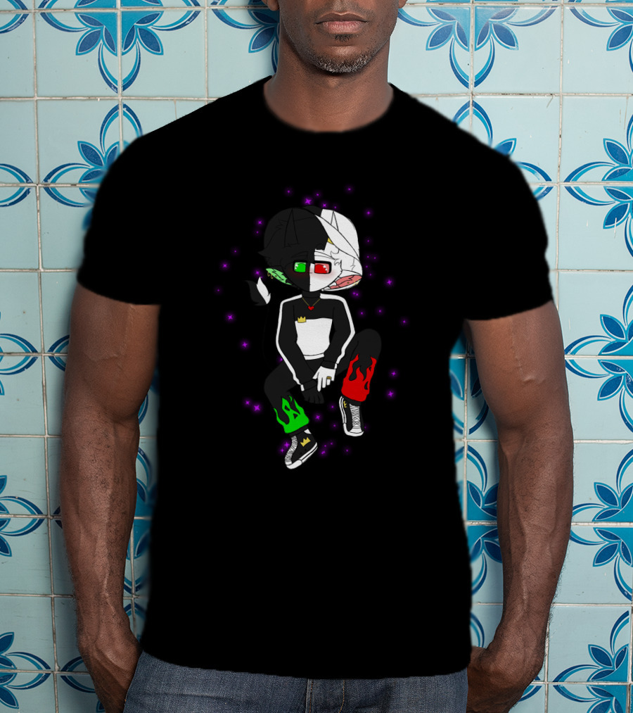 Ranboosaysstuff Ranboo Merch Crown Flames 3D Glasses Black And White Character T-Shirt