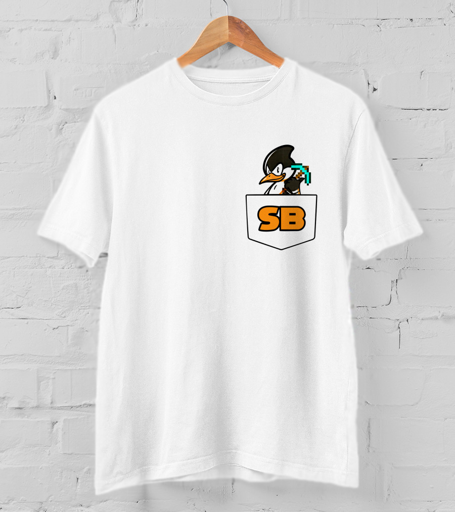 SB737 Penguin With Pickaxe Fake Pocket T-Shirt