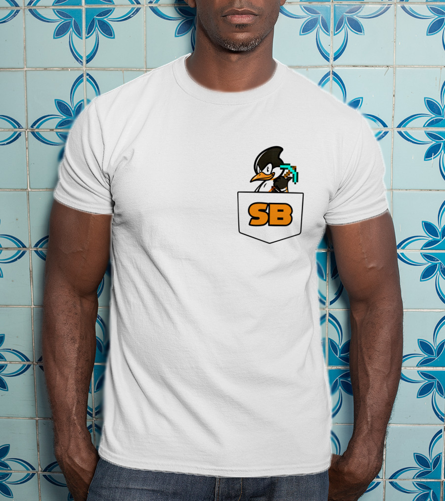 SB737 Penguin With Pickaxe Fake Pocket T-Shirt
