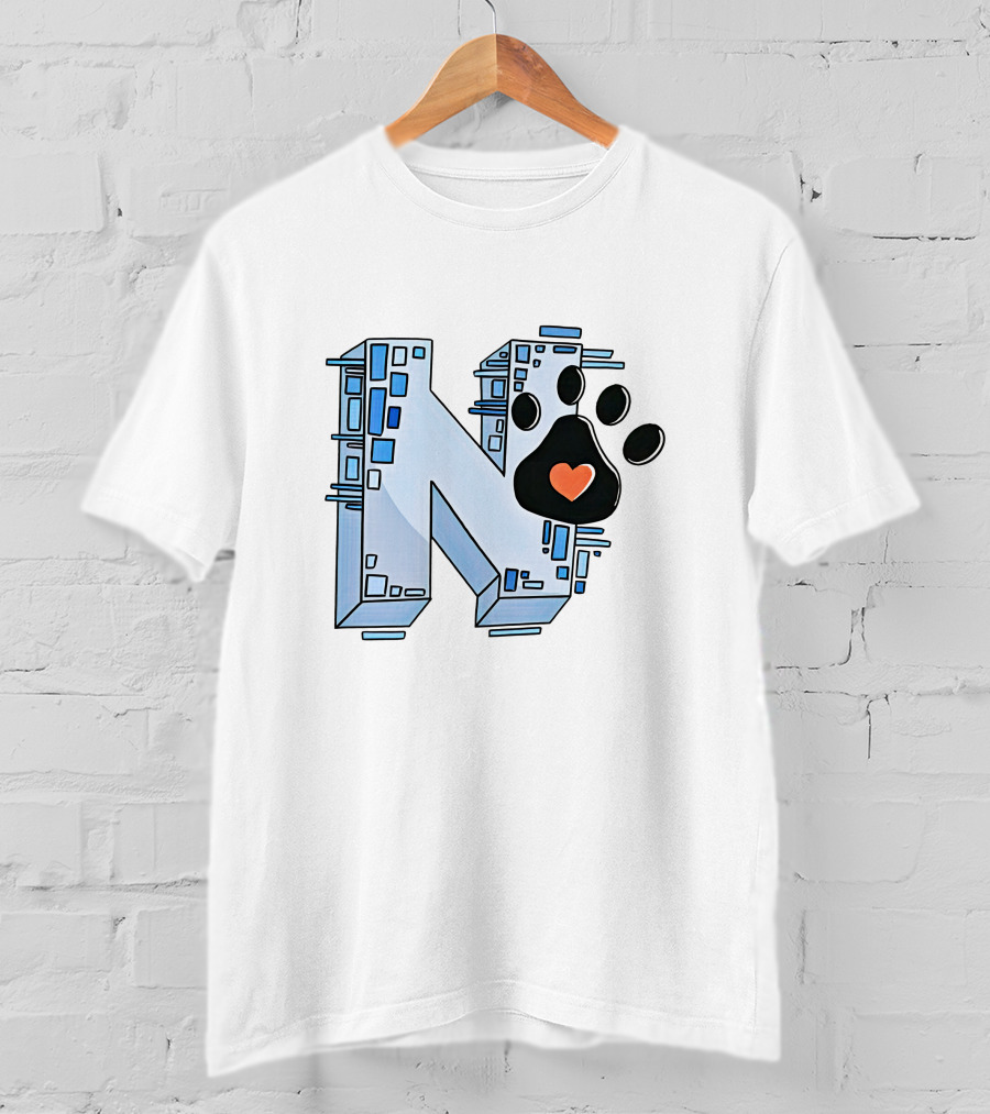 Noelle's Merch Store Initial N With Paw Print And Heart T-Shirt