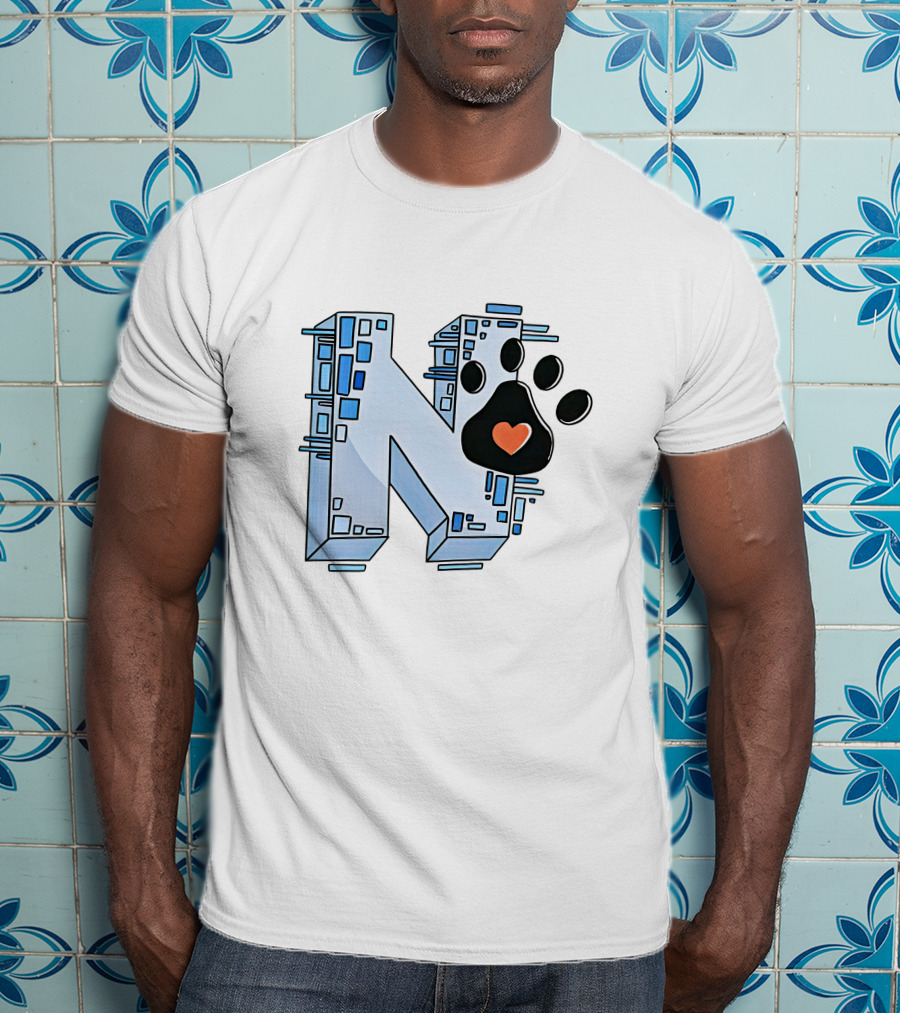 Noelle's Merch Store Initial N With Paw Print And Heart T-Shirt
