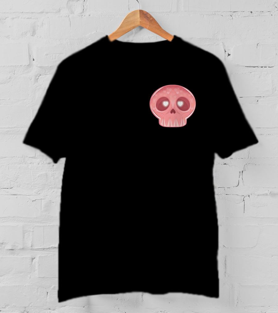 LukeIs Deaddd Pink Heart-Eyed Skull T-Shirt