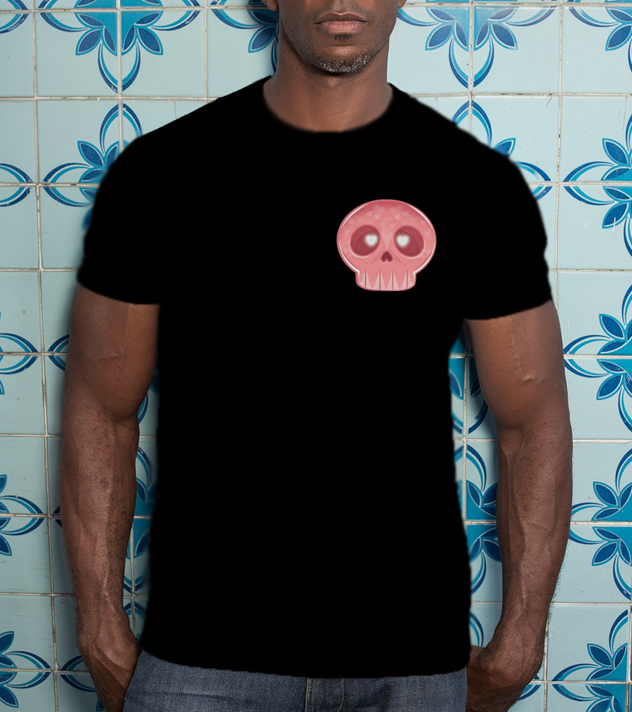 LukeIs Deaddd Pink Heart-Eyed Skull T-Shirt