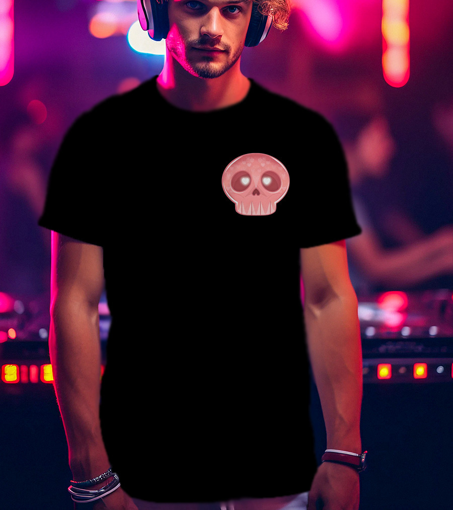 Shop The LukeIsDeaddd Merch Store Pink Heart-Eyed Skull T-Shirt