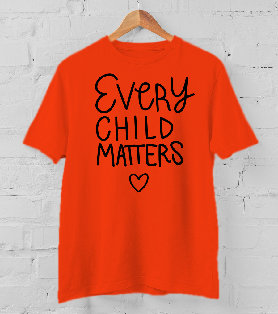 Every Child Matters Heart Symbol Orange Background T-Shirt