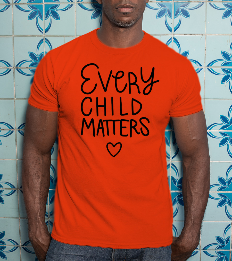 Every Child Matters Heart Symbol Orange Background T-Shirt