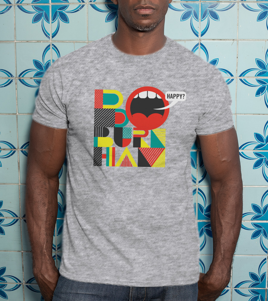 Bo Burnham Happy Mouth Pattern Text T-Shirt
