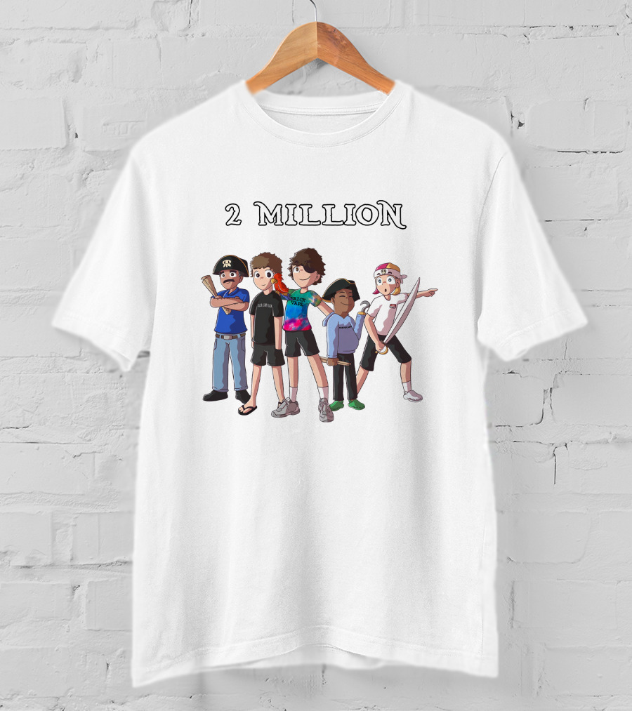 2 Million Subscribers Baylen Levine Celebrate With Animated Characters T-Shirt