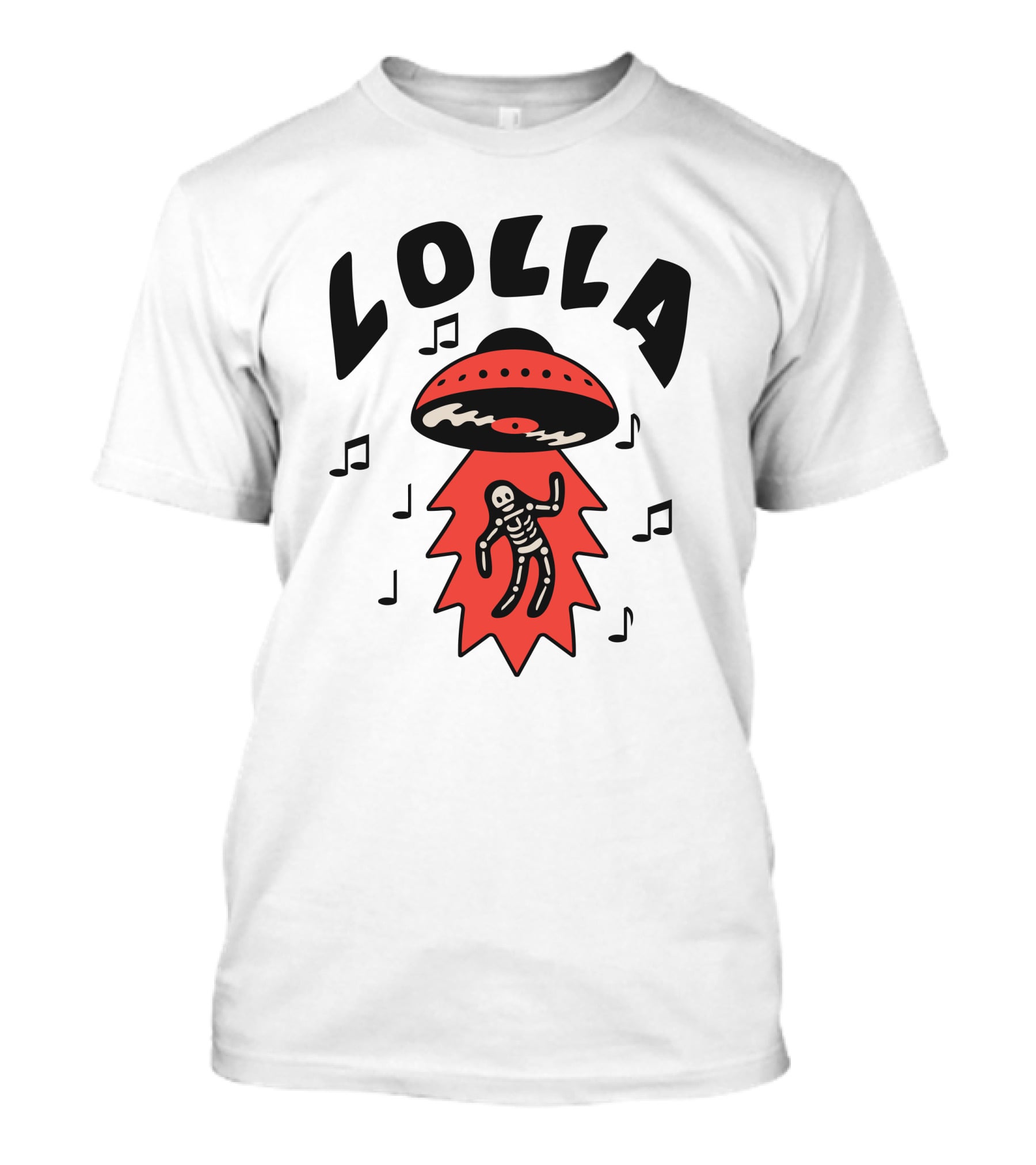 Lollapalooza Lolla UFO Skeleton Music Notes Merch T-Shirt