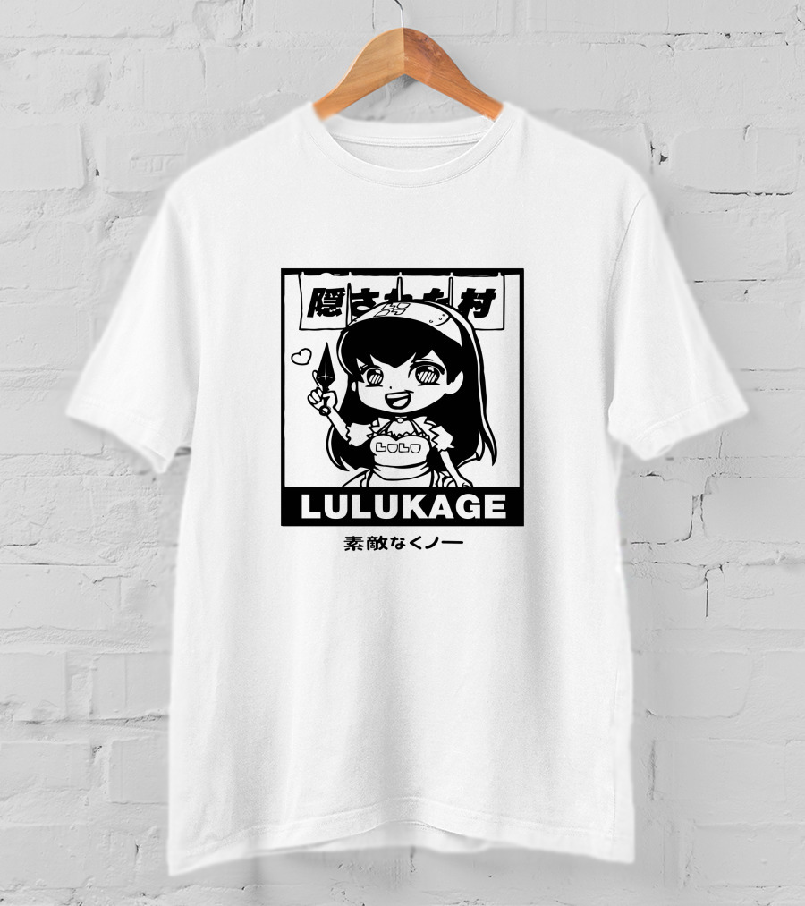 Lulukage Anime Character With Knife And Heart Symbol In Japanese T-Shirt