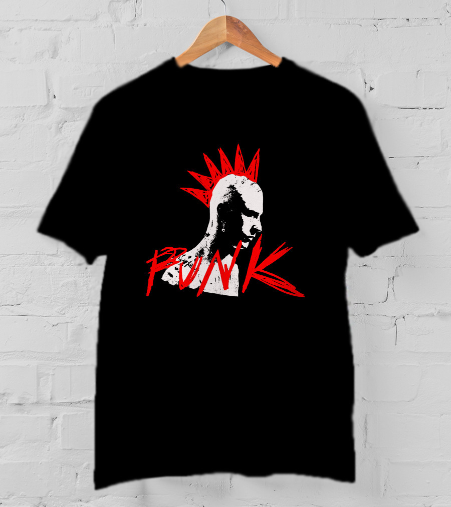 Blonde Don Punk MachineGunKelly Mohawk Red Spikes T-Shirt