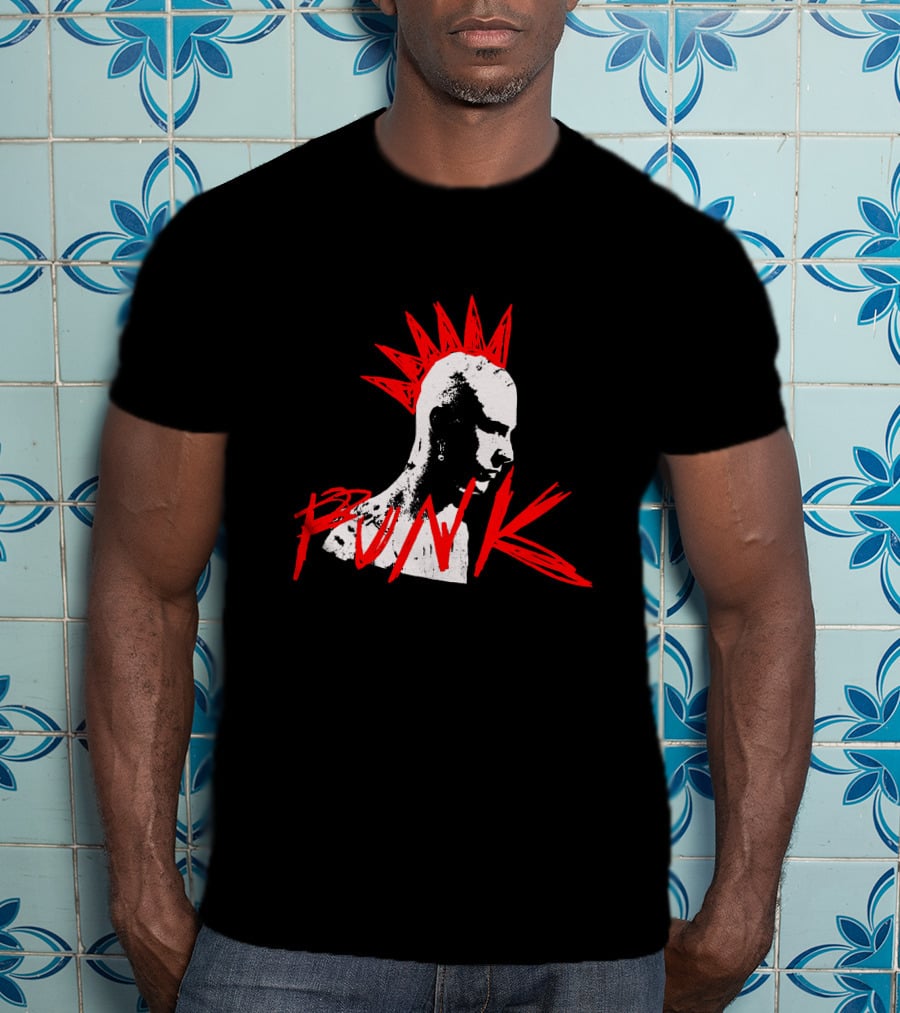 Blonde Don Punk MachineGunKelly Mohawk Red Spikes T-Shirt