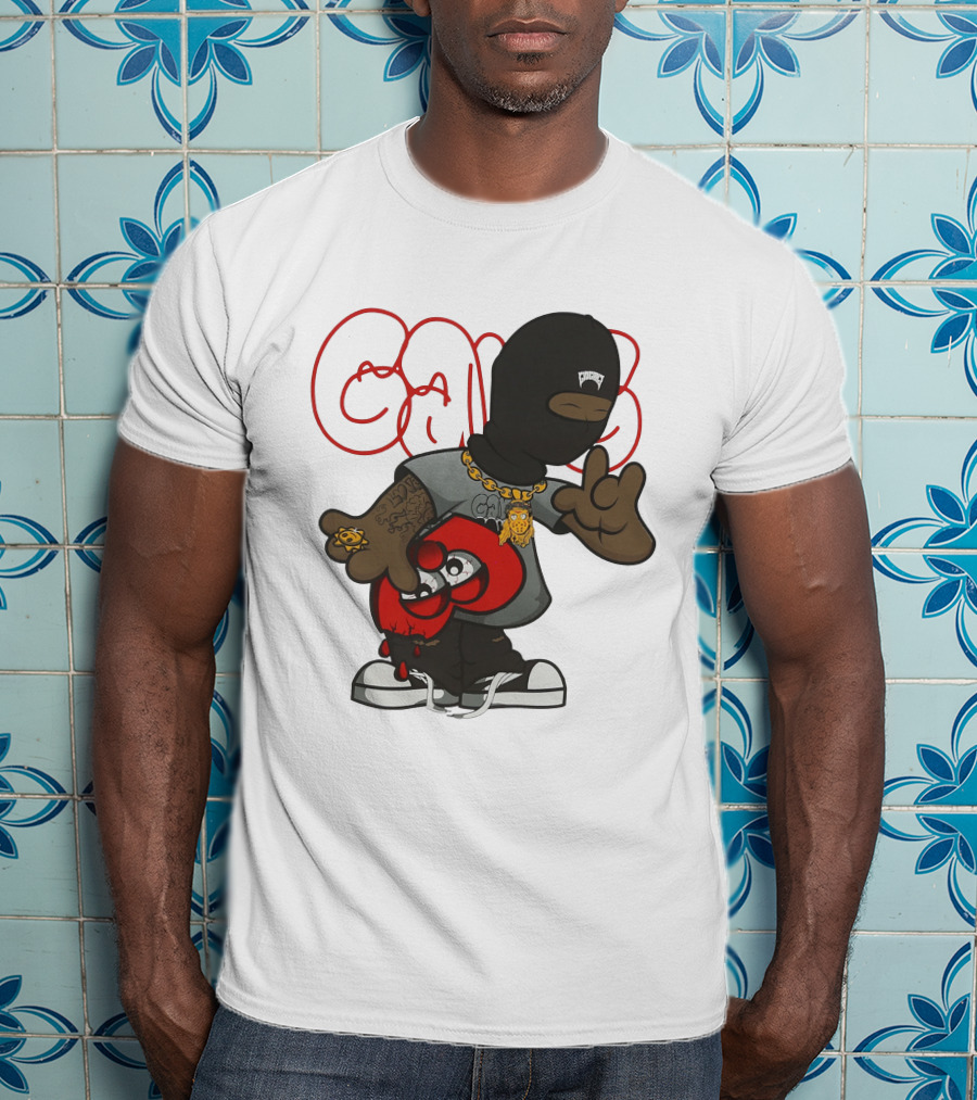 Ski Mask Heart GloGangWorldWide Cartoon Character With Chain And Tattoo T-Shirt