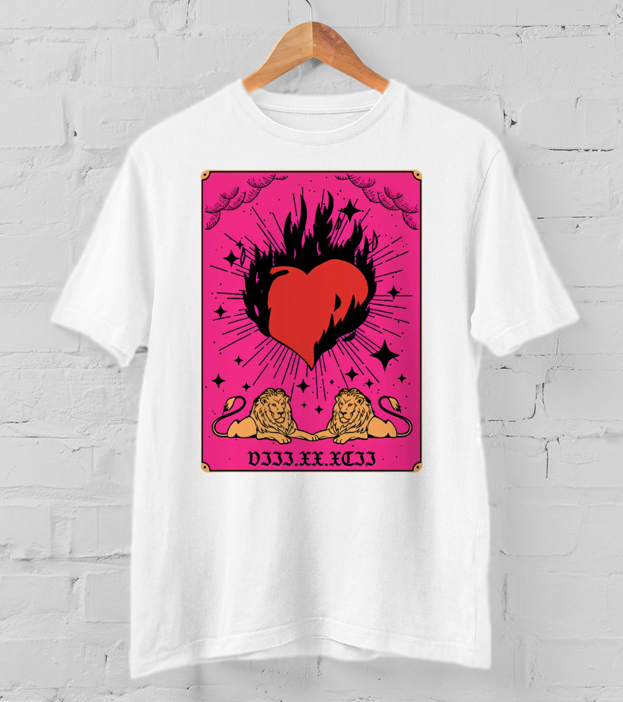 Demi Lovato Burning Heart Pink Lions VIII.XX.XCII T-Shirt