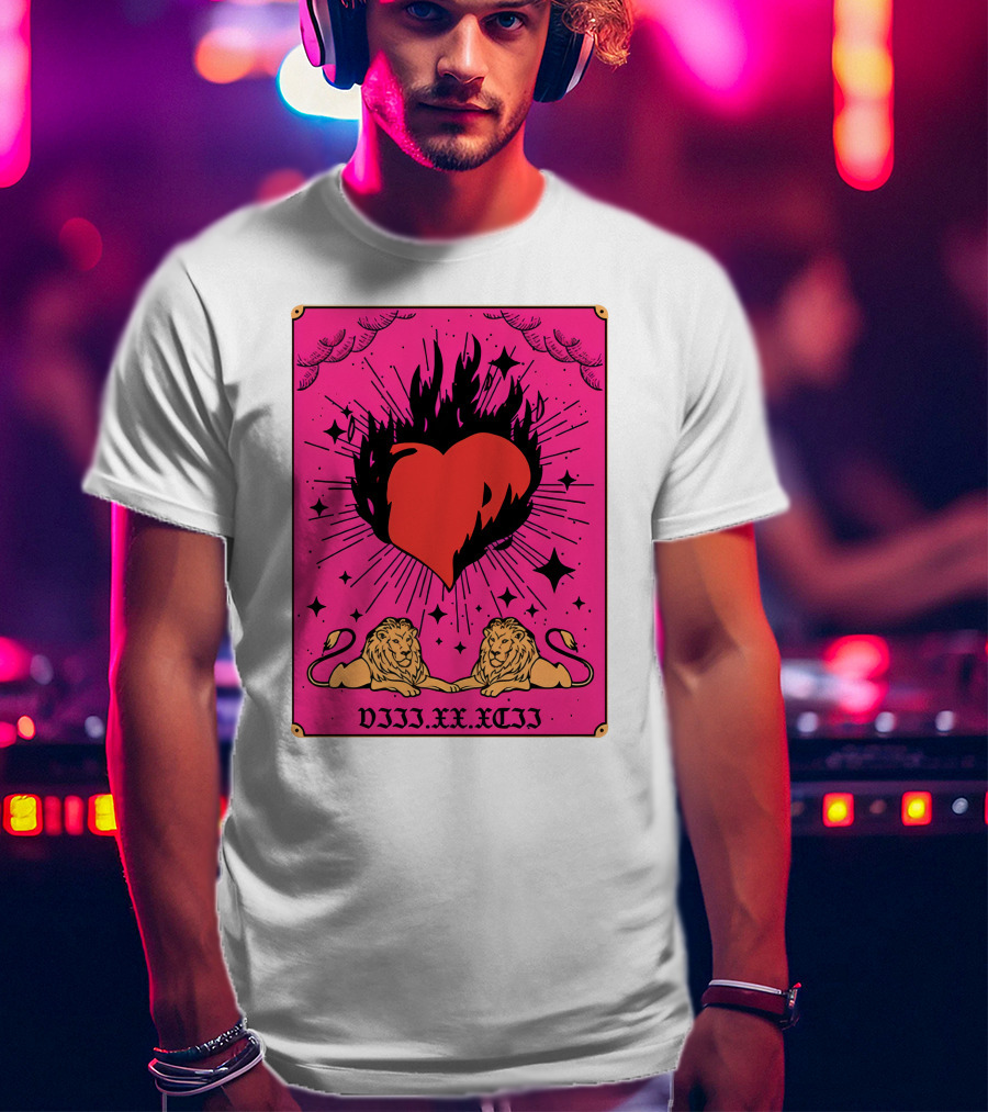 Demi Lovato Burning Heart Pink Lions VIII.XX.XCII T-Shirt