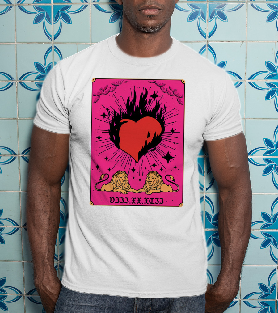 Demi Lovato Burning Heart Pink Lions VIII.XX.XCII T-Shirt