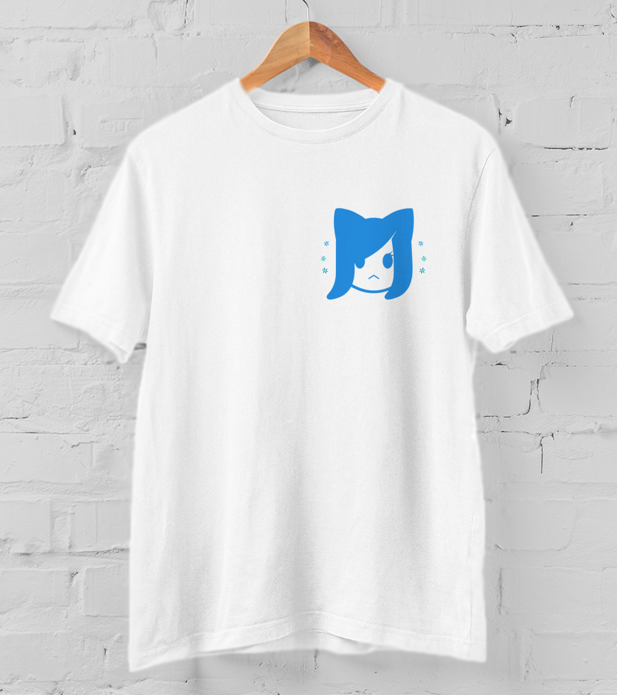 Akidearest Merch Aki Blue Hair Character Face With Stars T-Shirt