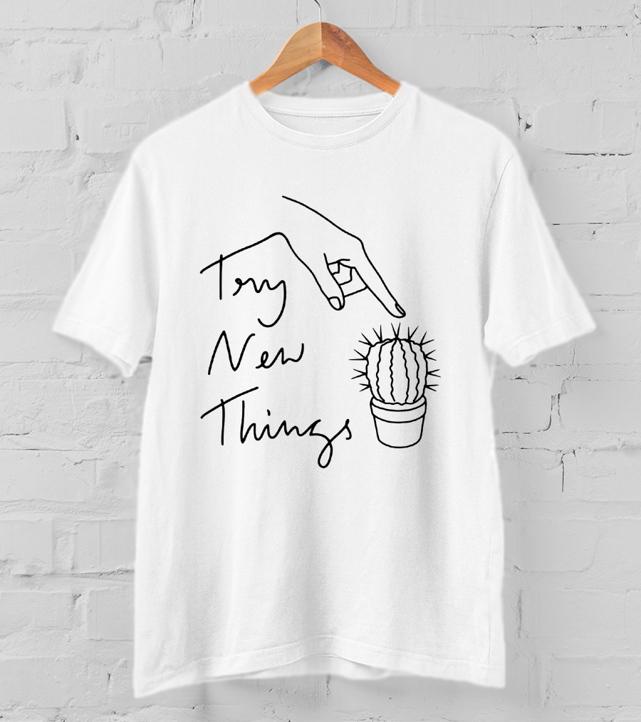 Phil Lester Merch Try New Things Cactus Hand Drawing T-Shirt