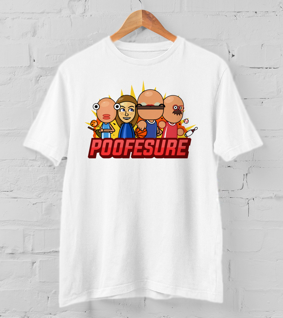 Poofesure Cartoon Characters Baseball Bowling Basketball Gaming Collection T-Shirt
