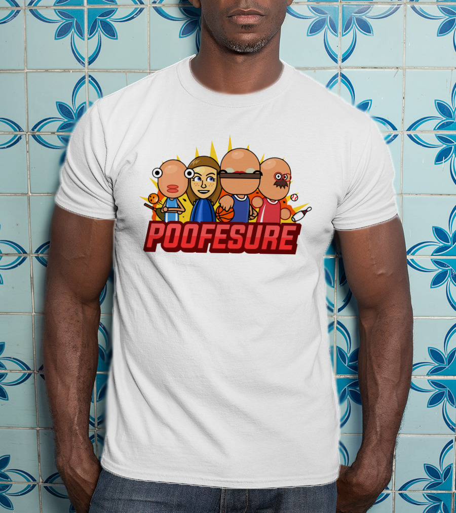 Poofesure Cartoon Characters Baseball Bowling Basketball Gaming Collection T-Shirt