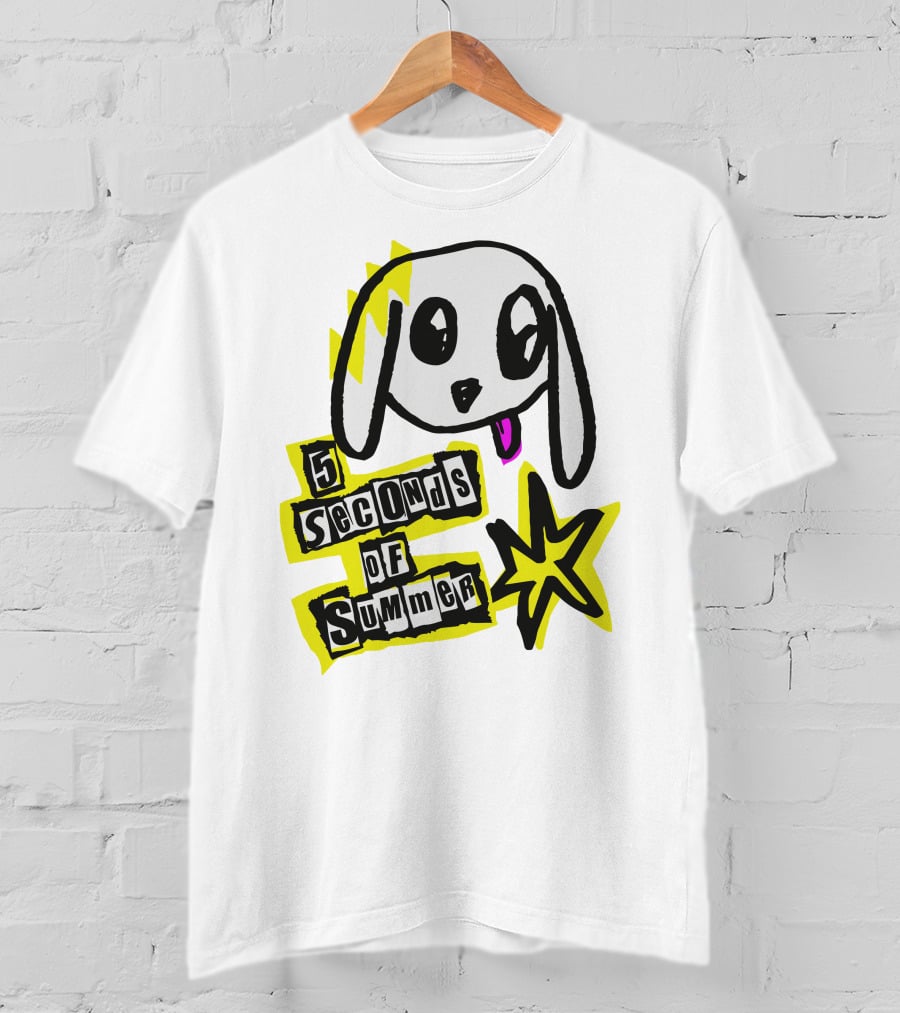 5 Seconds Of Summer Bunny Drawing With Star And Text T-Shirt