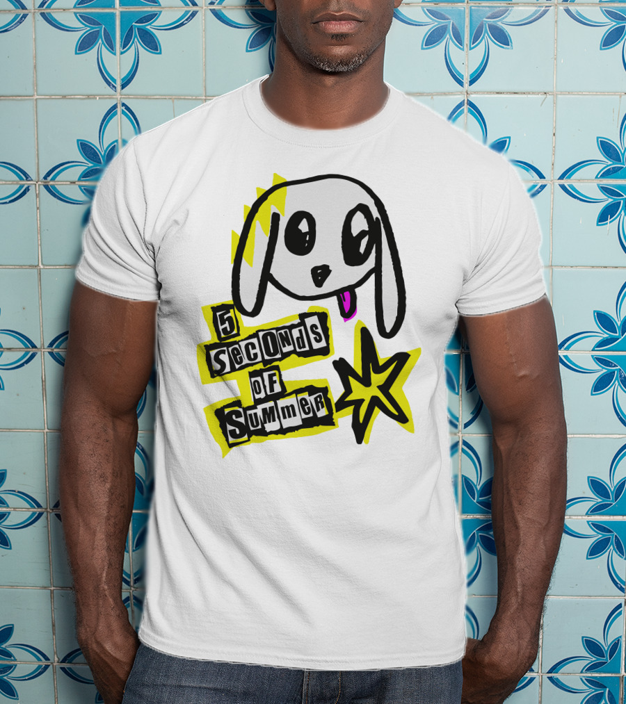 5 Seconds Of Summer Bunny Drawing With Star And Text T-Shirt