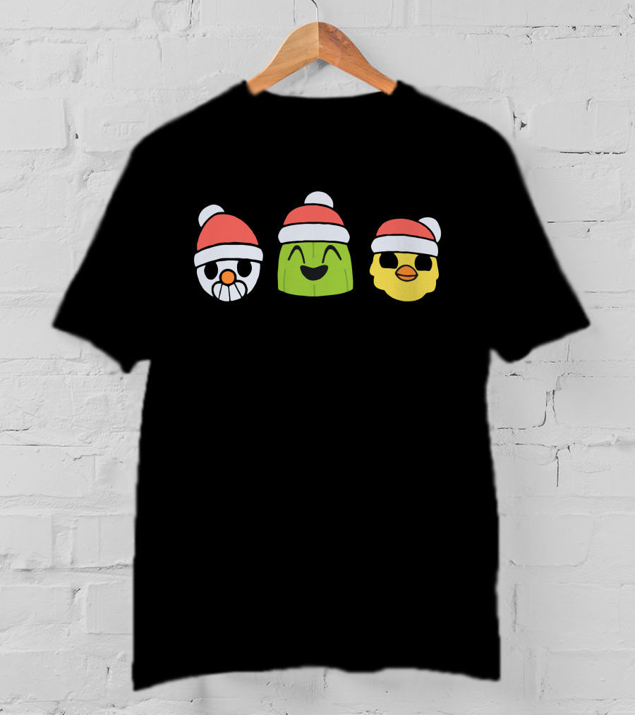 Holy Trinity Winter Snowman Cactus Chick Santa Hats T-Shirt