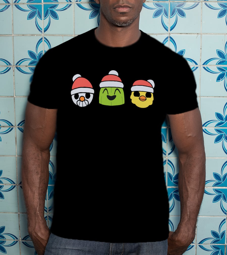 Holy Trinity Winter Snowman Cactus Chick Santa Hats T-Shirt