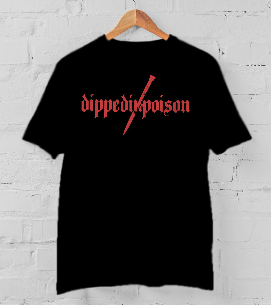 Dippedinpoison Merch Store Stiletto Poison Red Gothic Dagger T-Shirt