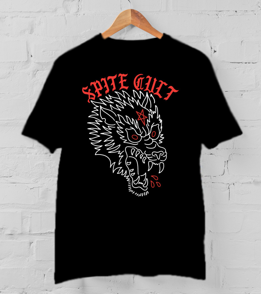 Spite Cult Wolf With Star Symbol And Aggressive Expression T-Shirt