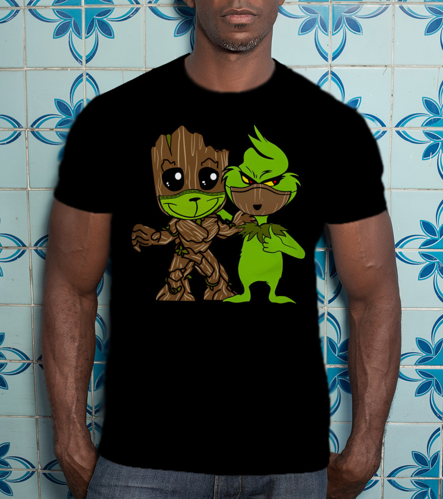 Groot Meets The Grinch Crossover Character Mashup T-Shirt