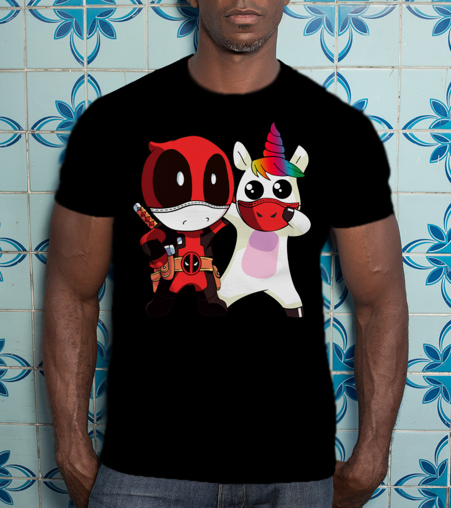 Deadpool Unicorn Rainbow Masked Duo Adventure T-Shirt