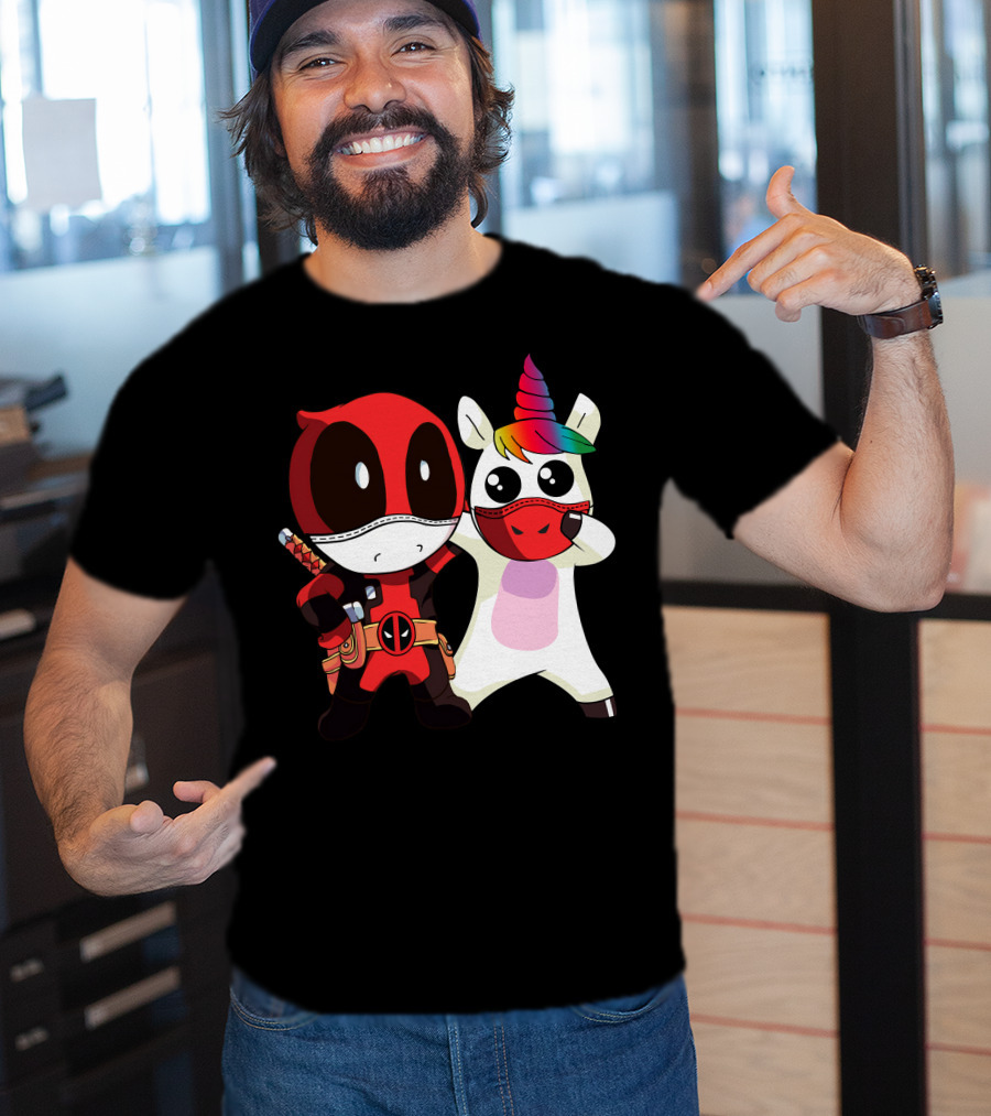 Deadpool Unicorn Rainbow Masked Duo Adventure T-Shirt