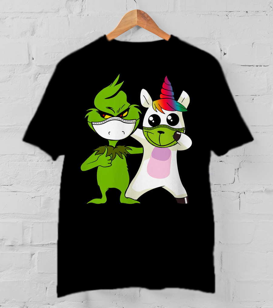 Grinch Unicorn Masked Duo Hugging Cute T-Shirt