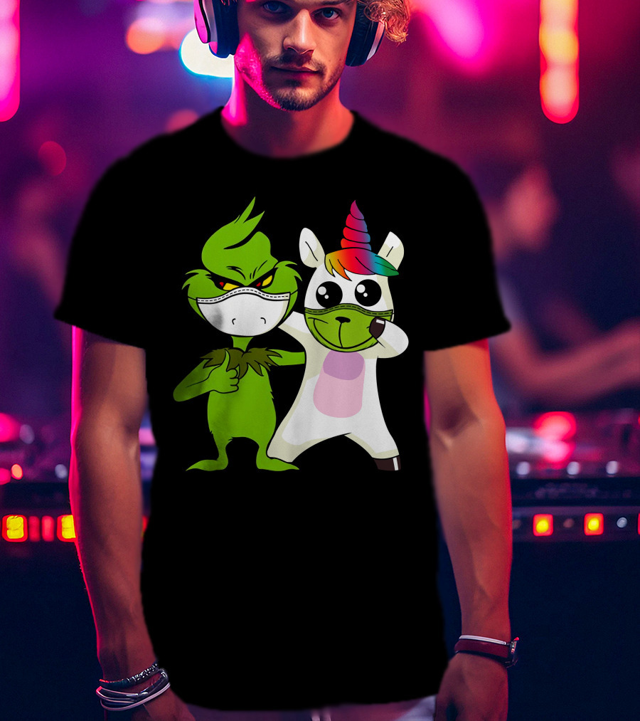 Grinch Unicorn Masked Duo Hugging Cute T-Shirt