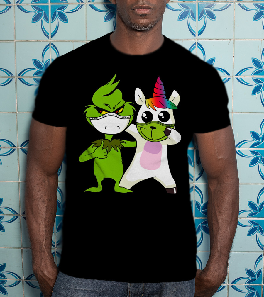 Grinch Unicorn Masked Duo Hugging Cute T-Shirt