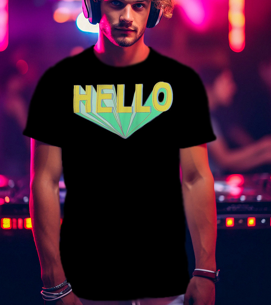Shubble Hello Geometric 3D Text Merch T-Shirt