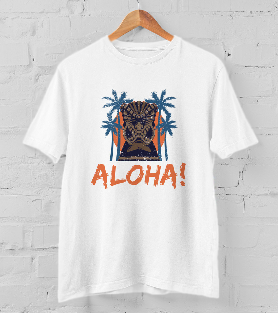 Aloha Tiki Mask With Palm Trees T-Shirt