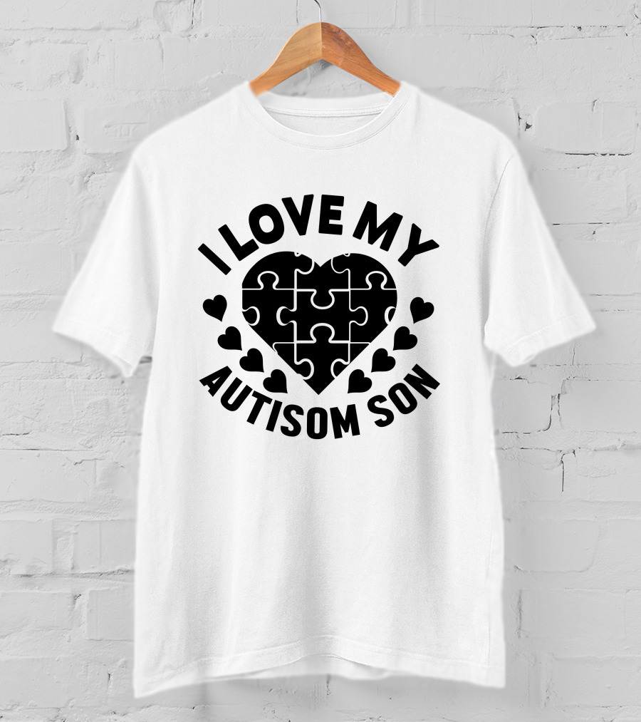I Love My Autism Son Heart Puzzle T-Shirt