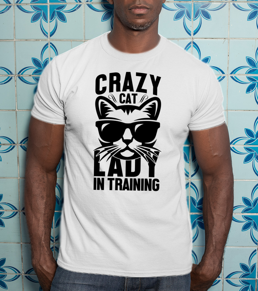 Crazy Cat Lady In Training With Sunglasses Cat Face T-Shirt