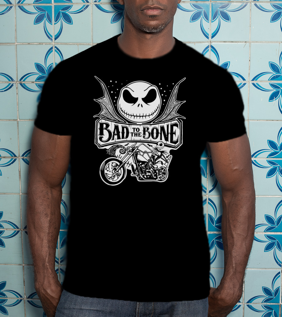 Bad To The Bone Jack Skellington Motorcycle Adventure T-Shirt