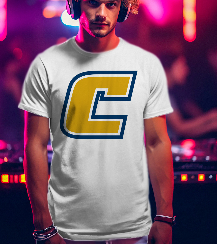 Chattanooga Mocs Large Yellow C Logo Collegiate Sports Emblem T-Shirt