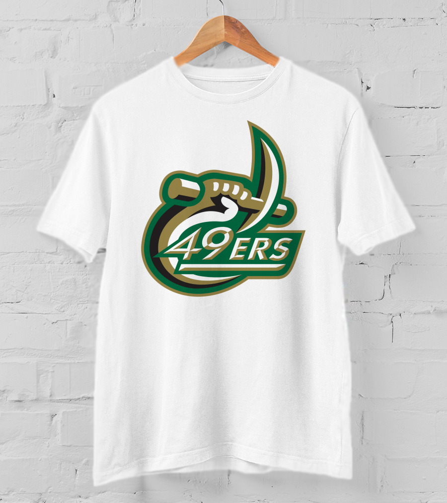 Charlotte 49ers Logo Green Gold Pickaxe Emblem T-Shirt